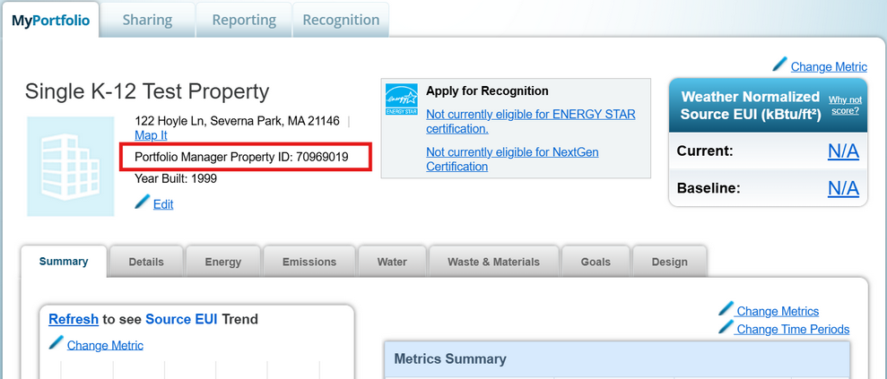 ESPM Screenshot of Property Uses